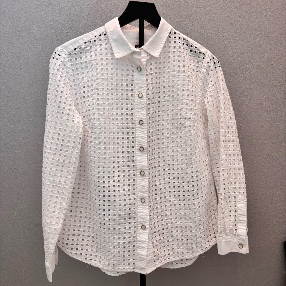 Anne Klein White Eyelet Women's Shirt, cotton